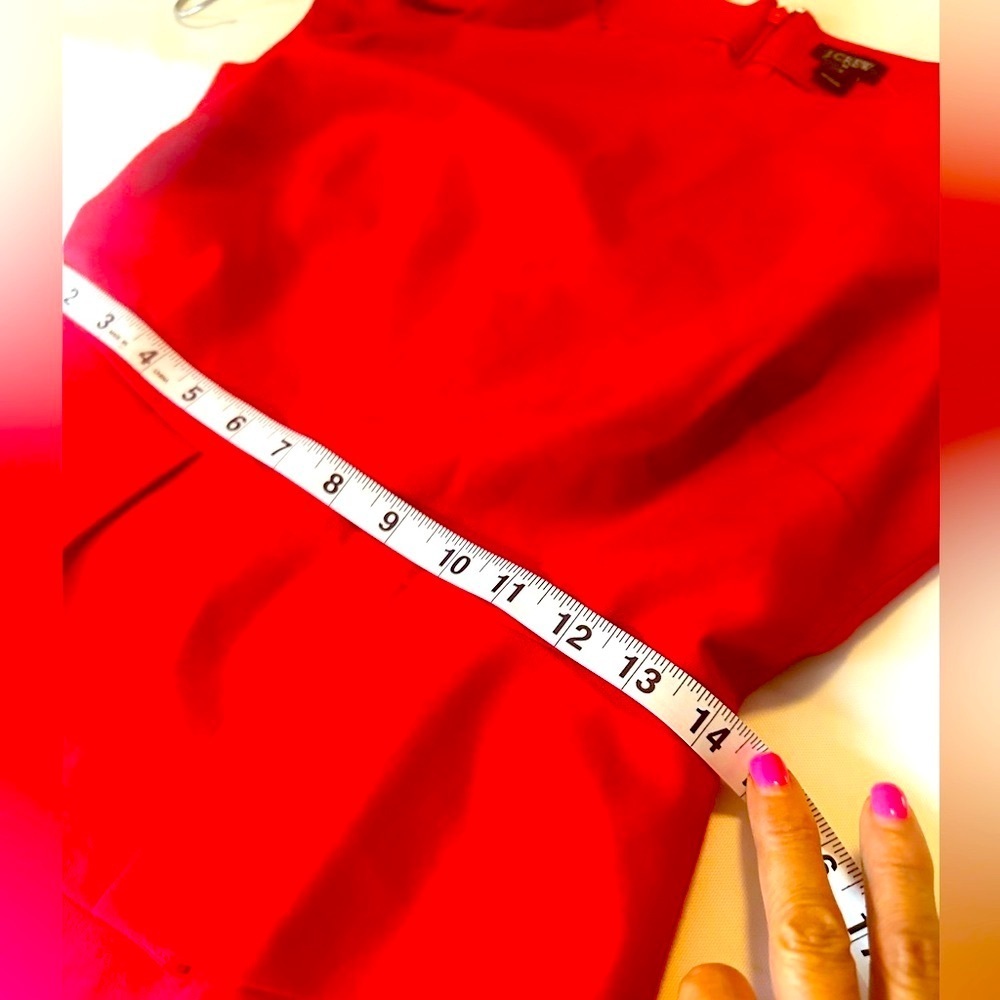 NEW. J. Crew, red dress size: 2 with a waist pleat. - Picture 8 of 10